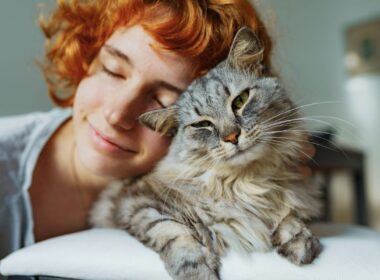 A woman and her cat