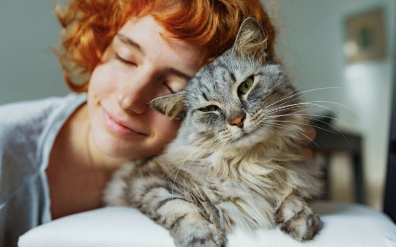 A woman and her cat