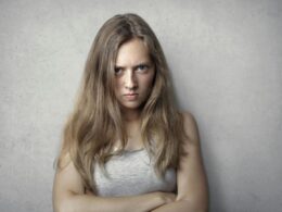 a girl looks defiant