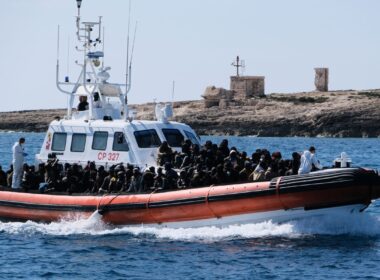 a migrant boat near Lampedusa