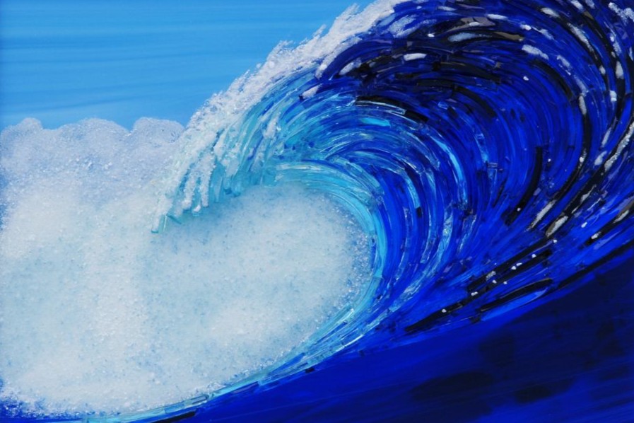 a crashing wave in mosaic