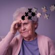 An elderly woman with jigsaw pieces in her brain