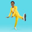 A person in a bright yellow suit