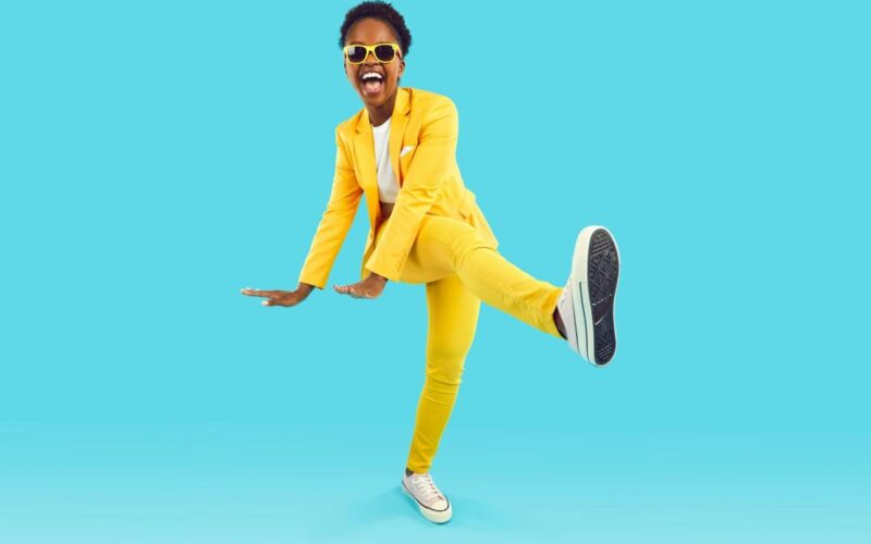 A person in a bright yellow suit