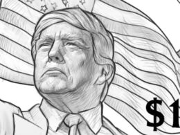 A hand-drawn Trump design for a dollar coin