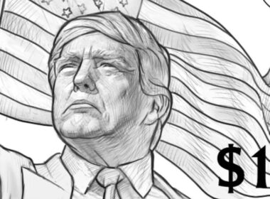 A hand-drawn Trump design for a dollar coin