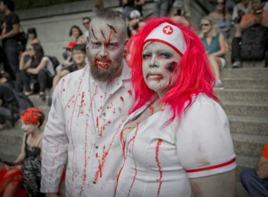 Two people dressed as Zombies