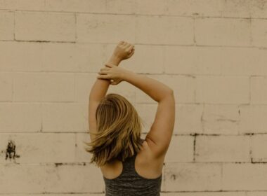 A woman with her arms in the air